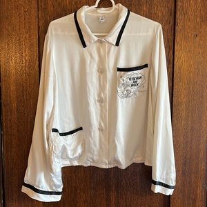 100% Silk Pajama Button Down Blouse